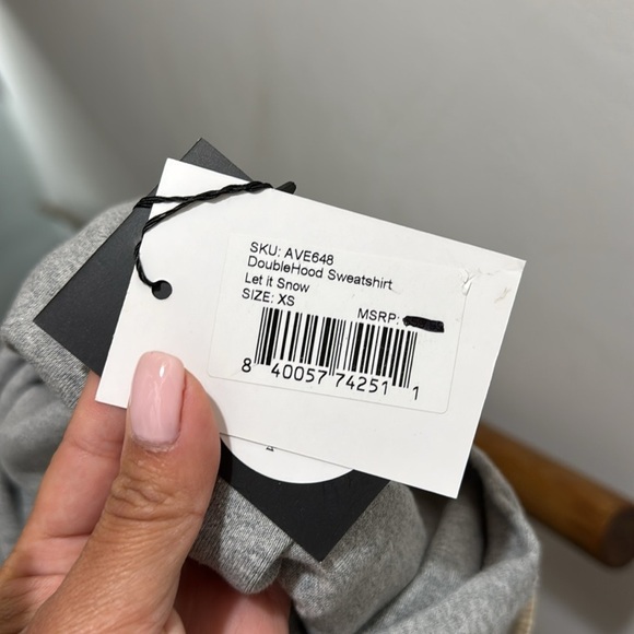 Ampersand Double Hood - Let it Snow - polka dot grey hoodie NWT - Picture 8 of 8